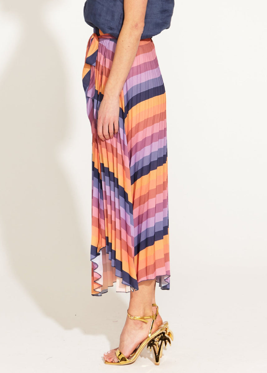 SUNSET DREAM PLEATED MIDI SKIRT