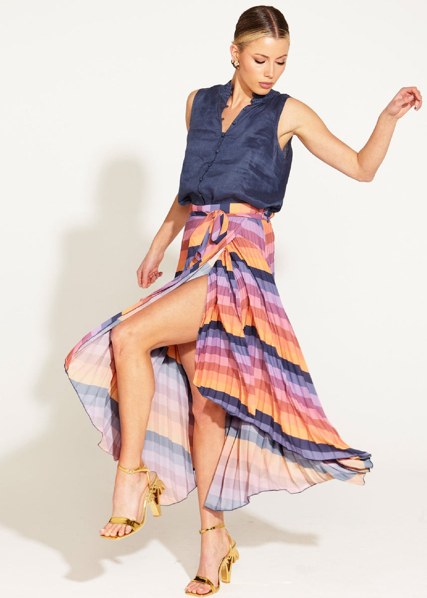 SUNSET DREAM PLEATED MIDI SKIRT