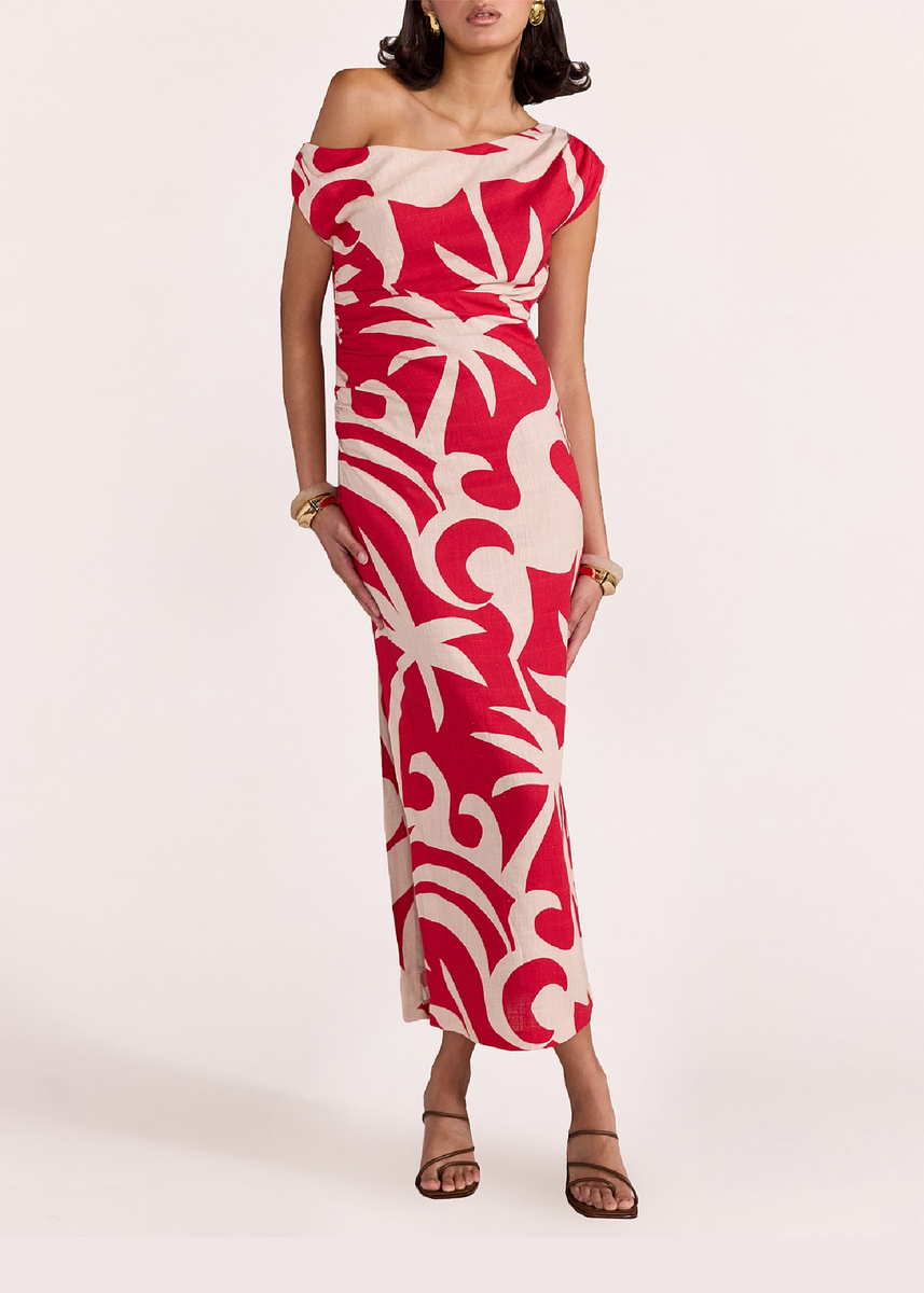 RHODES MIDI DRESS - RED